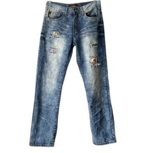 Maxi Milian New York Jeans Men Size 32 Blue Distressed Patchwork